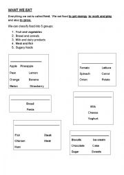 English Worksheet: the 5 food groups