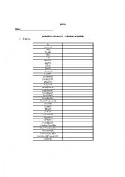 English Worksheet: Cardinal Numbers
