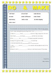 English Worksheet: do and make