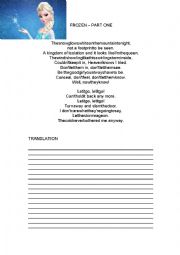 English Worksheet: Frozen 1 part