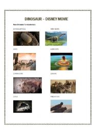 English Worksheet: Dinosaur, Disney movie