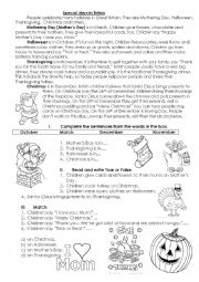 English Worksheet: Special Days in Britain