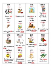 English Worksheet: memory game - i (long + short) sound