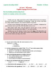 English Worksheet: Internet