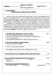 English Worksheet: 2nd year test of the 2nd term