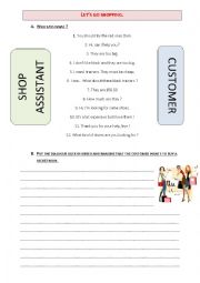 English Worksheet: Dialogue in a shop