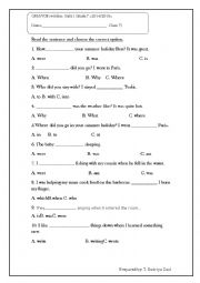 English Worksheet: Grammar and Vocabulary Revision