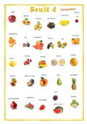 English Worksheet: Fruit 1 Pictionary
