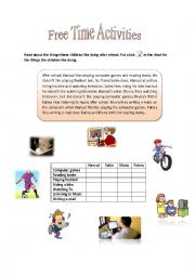 English Worksheet: Free Time Activities