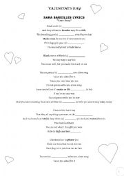 English Worksheet: Valentines song