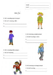 English Worksheet: What are they wearing?