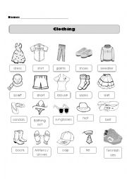 English Worksheet: Clothing