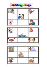 English Worksheet: Verb Picture Bingo