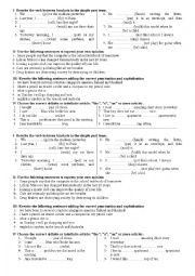 English Worksheet: Review of some grammar points for 1st year BAC level classes