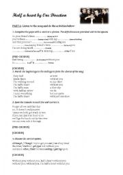 English Worksheet: Half a heart by One Direction