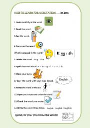 English Worksheet: How to learn for a dictation