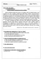 English Worksheet: 3rd exam 2nd year Management and economy