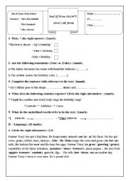 end of term test two 7th form