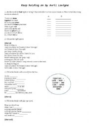 English Worksheet: Keep holding on by Avril Lavigne