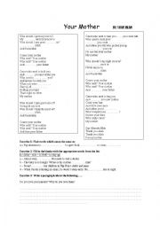 English Worksheet: Song: Your Mother by Yusuf Islam