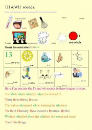 English Worksheet: th and wh sounds