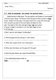 English Worksheet: reading comprehention