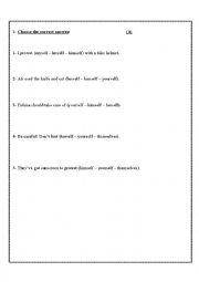 English Worksheet: reflexive pronouns