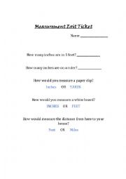 English Worksheet: Measurement exit ticket