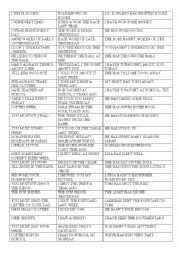 English Worksheet: IRREGULAR VERBS sentence memory game