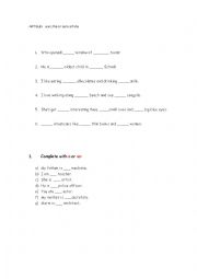 English Worksheet: article