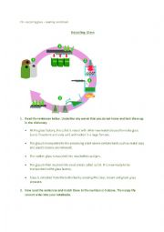 Recycling glass reading worksheet 