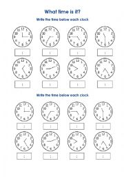 English Worksheet: What time is it?