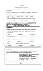English Worksheet: Grammar and Vocabulary revision (media)