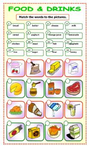 English Worksheet: Food and Drinks:matching_1