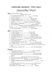 English Worksheet: Conditional sentences (Type 1 and 2) - Remedial work