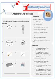 English Worksheet: Typically American Chocolate Chip Cookies