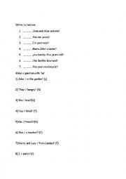 English Worksheet: verb to be