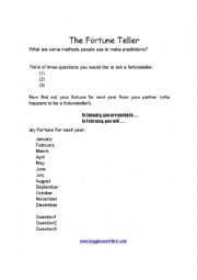 English Worksheet: The fortune teller game