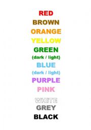 English Worksheet: colours