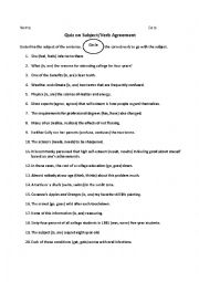 English Worksheet: Subject Verb Agreement and Direct/Indirect Objects