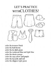 English Worksheet: Lets practice with clothes!