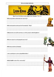 English Worksheet: Lion King Musical
