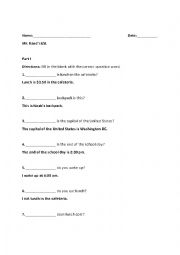 Questions Worksheet