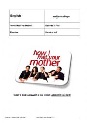 English Worksheet: How I Met Your Mother Season 1 Episode 1 Worksheet