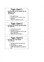 English Worksheet: Speaking cards 