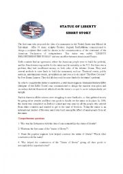 English Worksheet: Statue of liberty short story