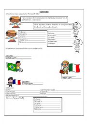 English Worksheet: COUNTRY AND PROFILE