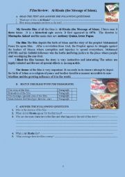 English Worksheet: Sample Film Review (2): Al-Risala (the Message of Islam)