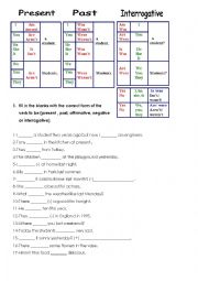 English Worksheet: verb to be present and past exercises