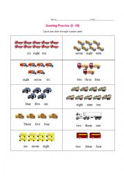 English Worksheet: Count and circle (1-10)